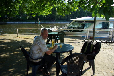 Enjoying a beer by the River Spree