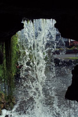 Behind the waterfall