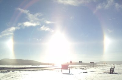 Sundog, atmospheric phenomenon. Sunrise Ski Park, Greer, AZ