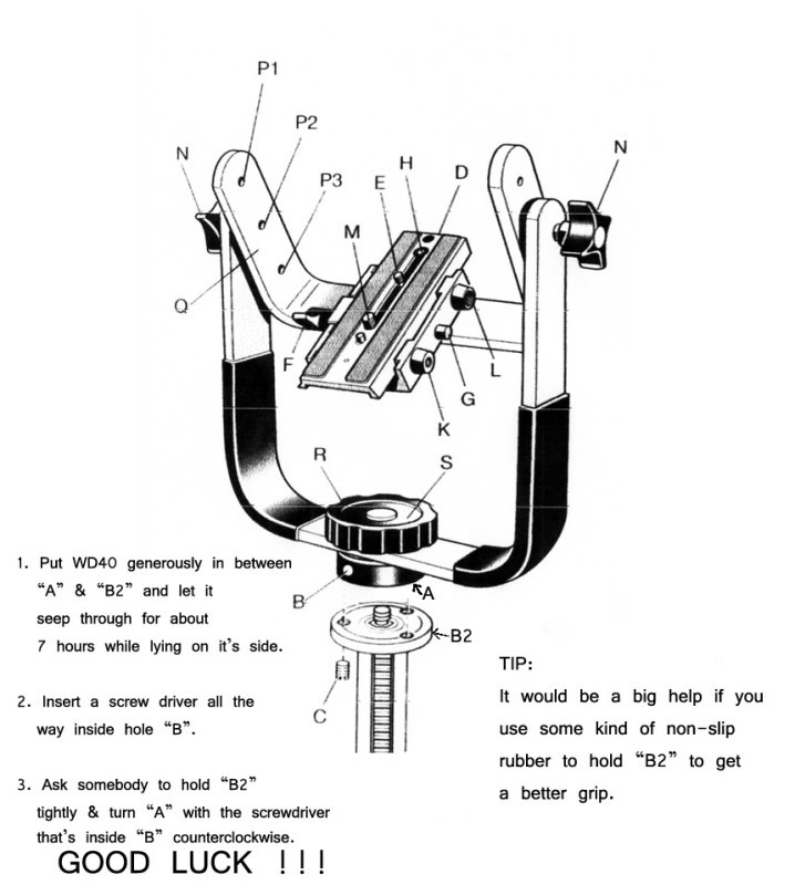 manfrotto 393 or manfrotto 3421 head removal