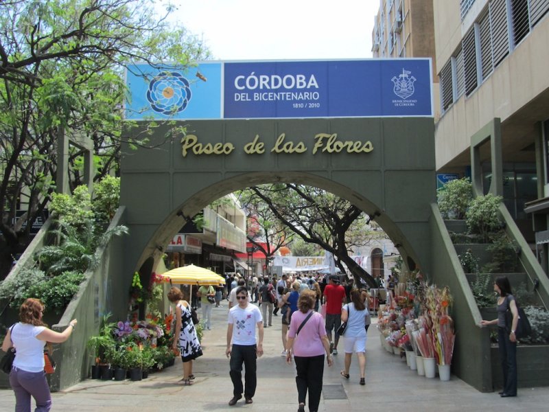 the peatonal area, filled with people