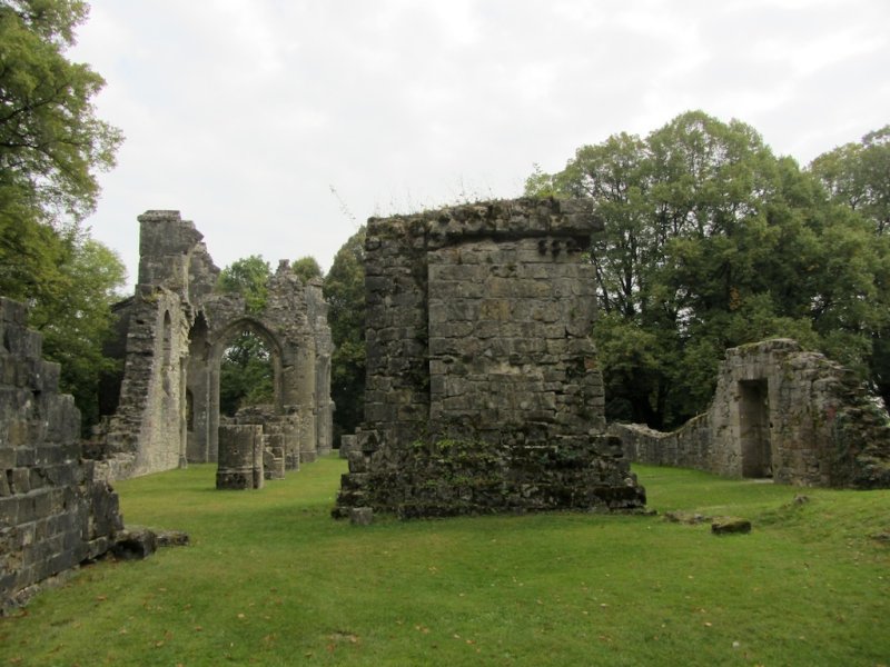 the ruins of the monastery on Montfaucon; in front, a former German observation tower made from stones of the church