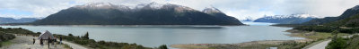 a panorama of the lake and first view of the glacier