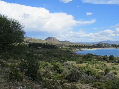 a view back toward Bariloche, with volcanic mounds
