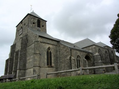 above the village of Dun-sur-Meuse, the antique church