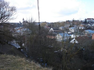 view west from the church toward the town square