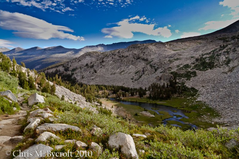 Day 6:  21 August 2010.  View back towards lake we camped beside the previous night