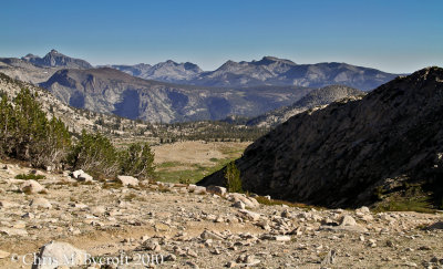 View south from Silver Divide, Seven Gables is the peak to the left.