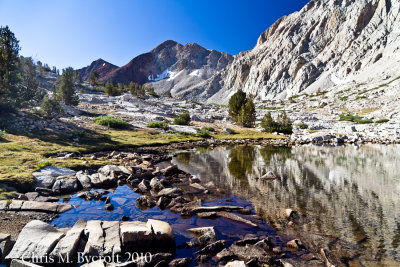 Lake below Lake Marjorie, towards Pinchot Pass and Mt Ickes