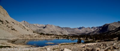 Unnamed Lake and mountains on skyline surrounding  Mather Pass