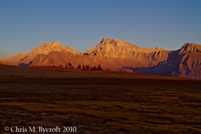 More dramitic sunset light on Mt. Russell and  Mt. Whitney