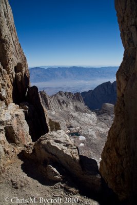 View between the Pinnacles.  A long way down to Lone Pine.