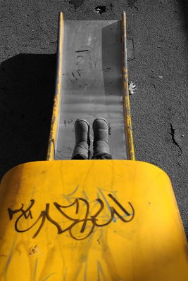 slide feet first