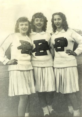 Edison Cheerleaders 1948: Florence DeSantis, Ann Nicholson,  Anna Carinci.jpg