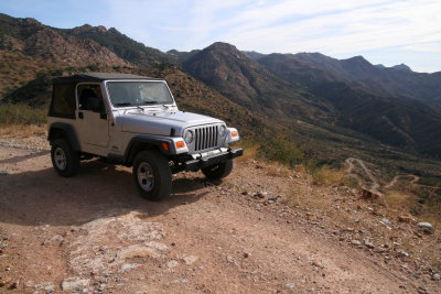 Jeep Parked on the Way Up the Switchbacks