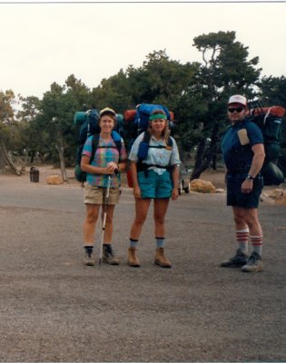 Shirley, Tammy and David ready to start down the South Kaibab Trail