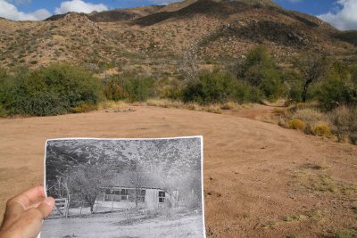 Where the old picture of the cabin was taken