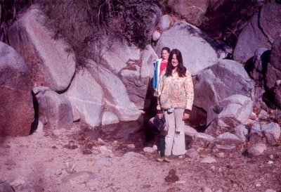 Tammy and Lerayne by the spring in Picadilla Creek in 1973