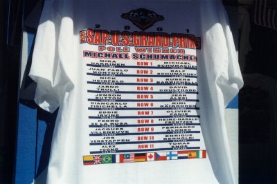 Race lineup as printed on the back of a souvenir T-shirt
