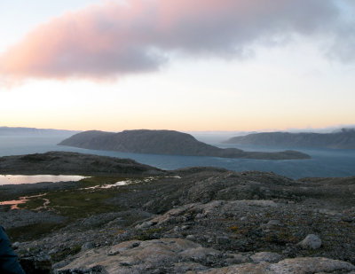 Sunset , top of Bruce Head with Stephens Island, Milne Inlet