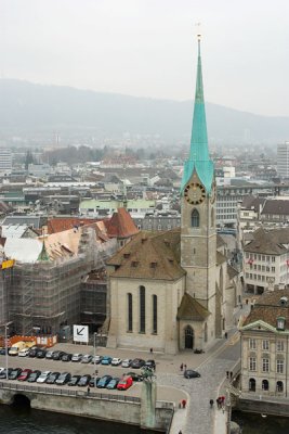 View of Fraumünster from Grossmünster's towers