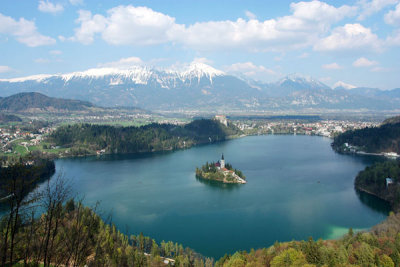 Lake Bled view from the peak of Mala Osojnica