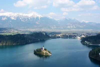 Lake Bled view from the peak of Mala Osojnica