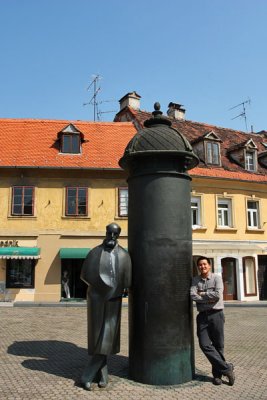 Statue of August enoa, famous Croatian writer and poet