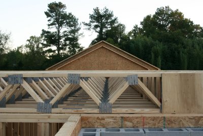 Trim joist lineup looking toward shop