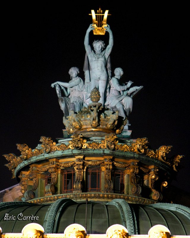 Apollon, la Posie et la Musique : sculpture en bronze et en feuille dor dAim Millet