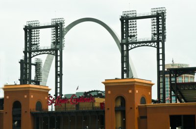 St. Louis Arch over Busch Stadium