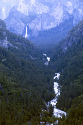 DSC_1562 Bridalveil Falls from Hwy 120 early morning hue.jpg
