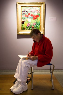 We start at the museum where art classes bring people to the galleries.