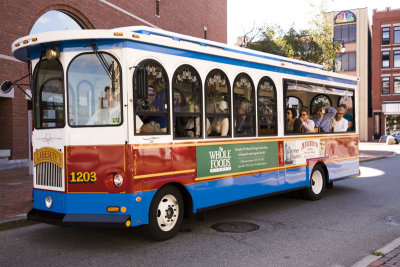 Then to the tourist trolley outside for a trip around the city.