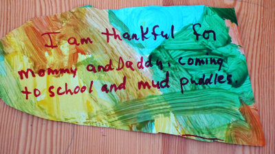 Thanksgiving: Finger Paint/Fun; Thanksgiving/Memorable; Mud Puddles/Priceless!