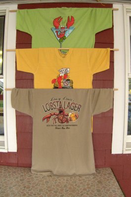 In New Harbor the lobsta shop has t-shirts for sale!