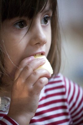 Oct. 17: Lorelei eats a nice, crispy, fall apple.