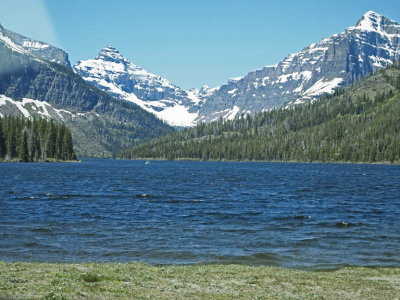 Upper Two Medicine lake surrounded by the biggest mountains in the park.