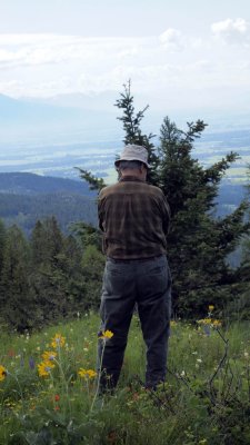 We drive up to Big Mountain and find a lovely field of wildflowers from which to enjoy the view!