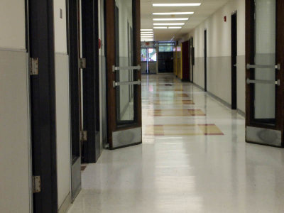 Outside my first classroom and Ron's Guidance office.