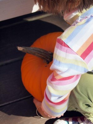 Sept. 17: Lorelei picks out a pumpkin at Biscay Farms.