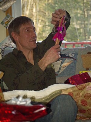 Dad plays with the Barbie Fairy Doll.