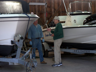 Ron and boatman at boatyard. 