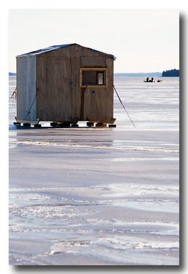 ....ice fishing shacks....