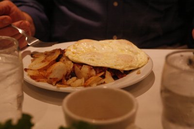 And why shouldn't he be with FOUR eggs over corned beef hash?