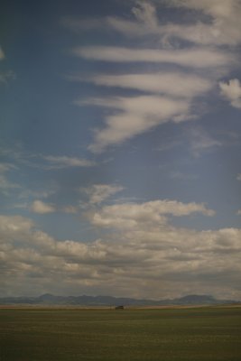 Back on the train, the sky turns lovely!