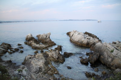view on Antibes from the island