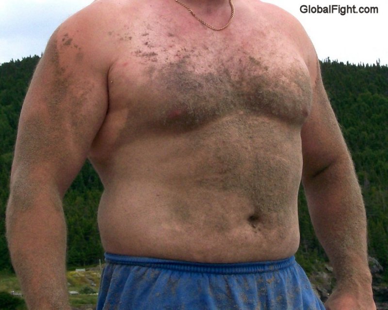 Powerlifters Flexing Strongman Mens Shows Big Bears Lifting Huge Arms Daddy Hairychest Posing