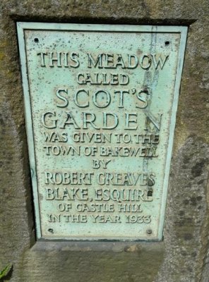 Plaque for Scot's Garden, Bakewell