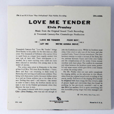 Elvis Presley, Love Me Tender EP (PS back)